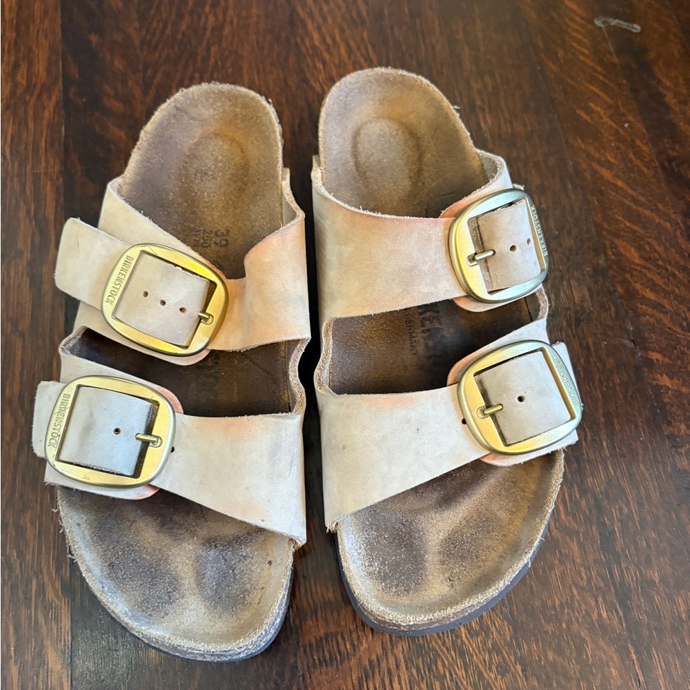 Big buckle beige nubuck Birkenstock  Sandals women’s size 39